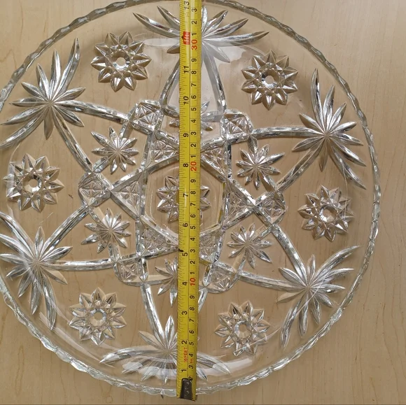 Vintage Anchor Hocking Star Of David Prescut Glass Plate 13.5" - Picture 2 of 15